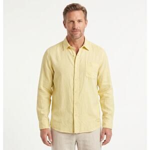 Tommy Bahama Men's Large 100% Linen Casual Button Down Shirt - Butter Yellow